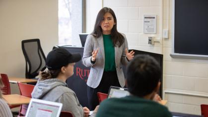 Teacher with students in class